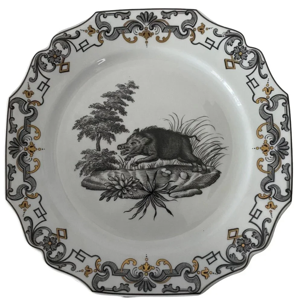 Mottahedeh Metropolitan Museum of Art Du Paquier‎ plates 4 boar dog rabbits  fox